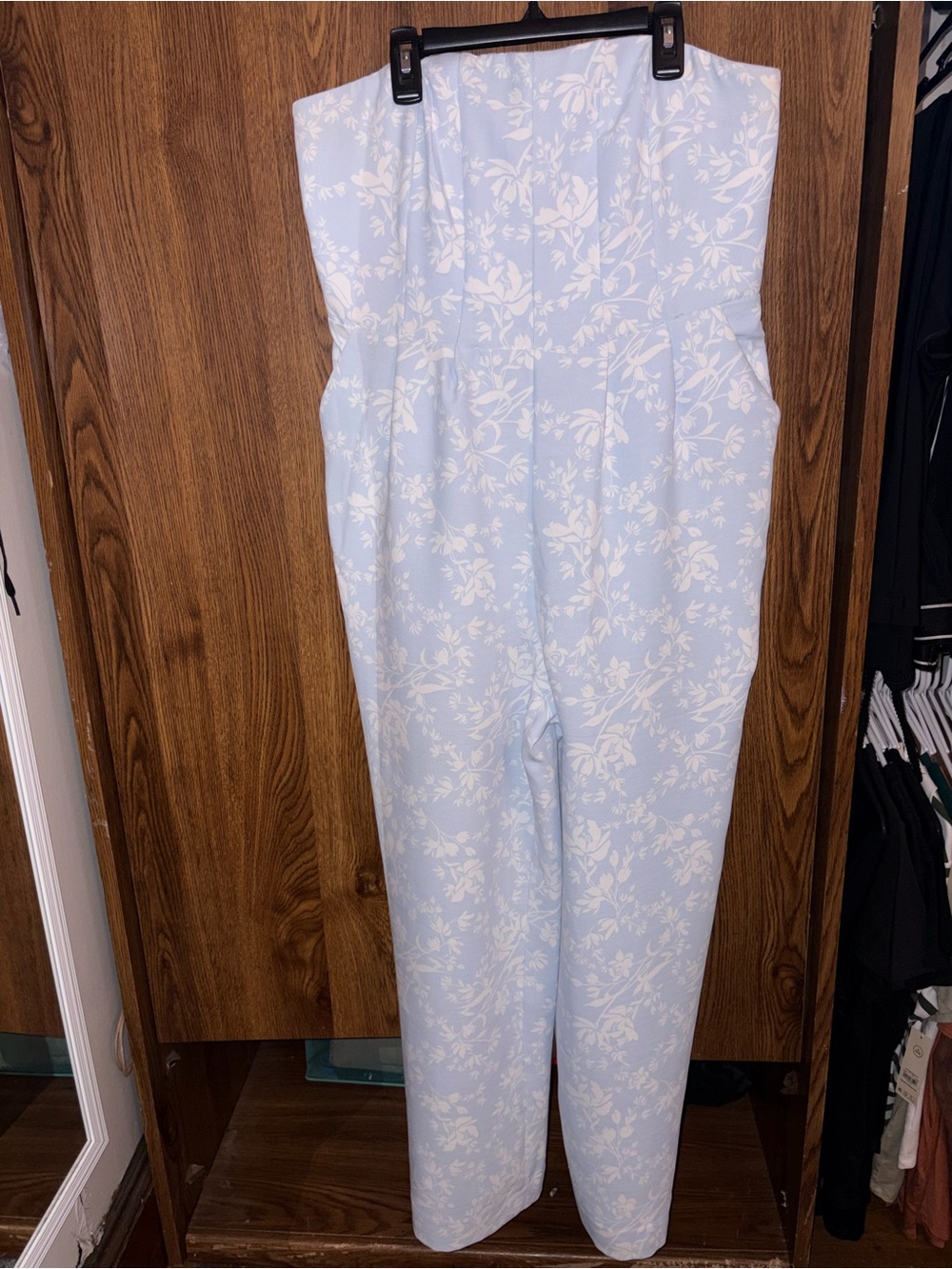 a new day Light Blue Floral Strapless Romper Jumpsuit